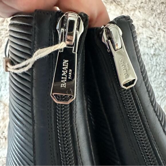 BALMAIN Pleated Club Lace Up Peep Toe Heeled Booties 39 - Picture 10 of 14